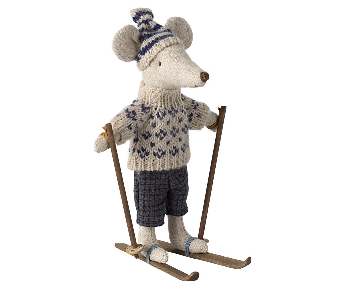 Maileg Wintermaus mit Skiset, Papa – Blau