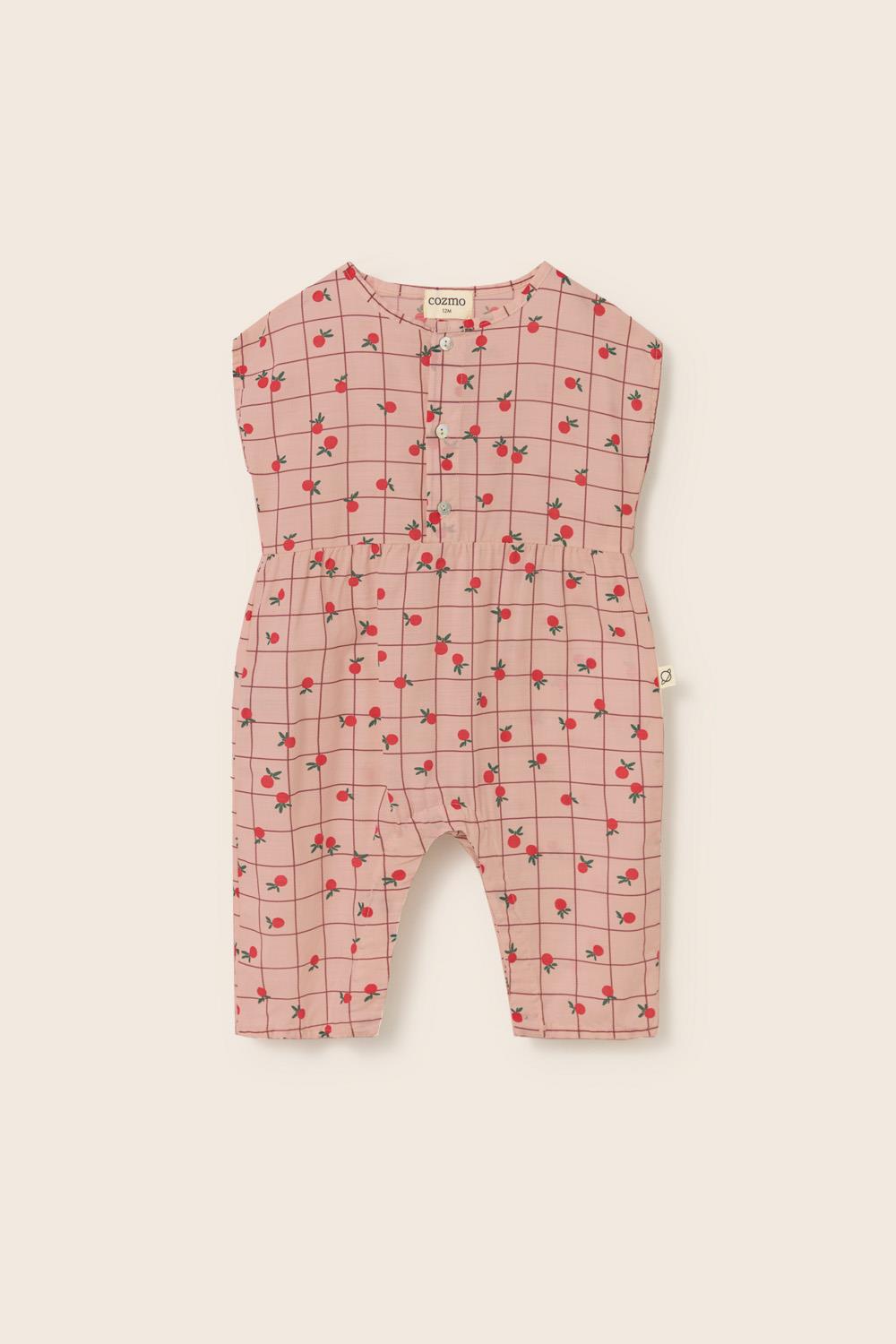 Cozmo Mae Overall Rose-slub fruit poplin