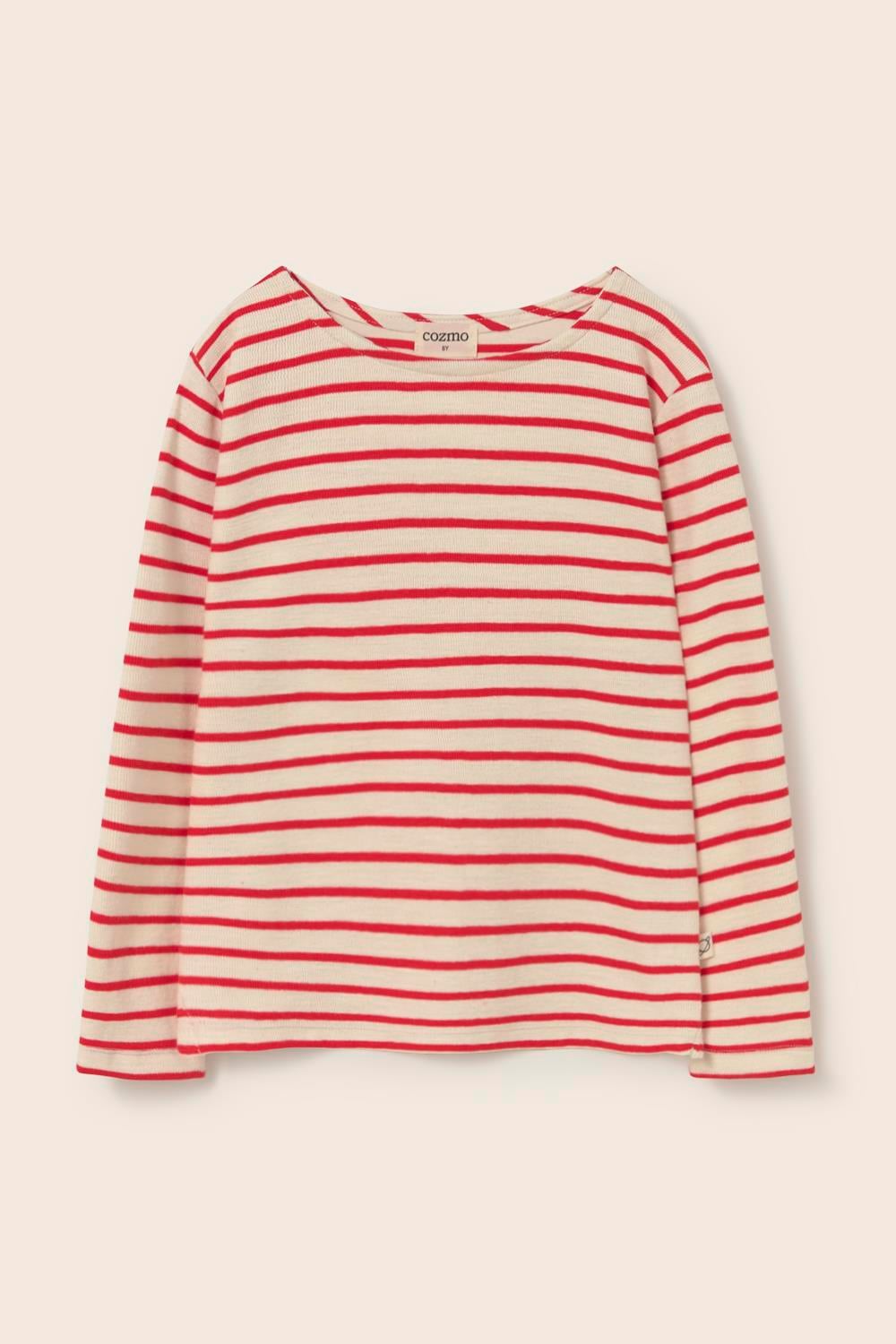 Cozmo Blaze langarm Shirt Tomato double faced striped cotton