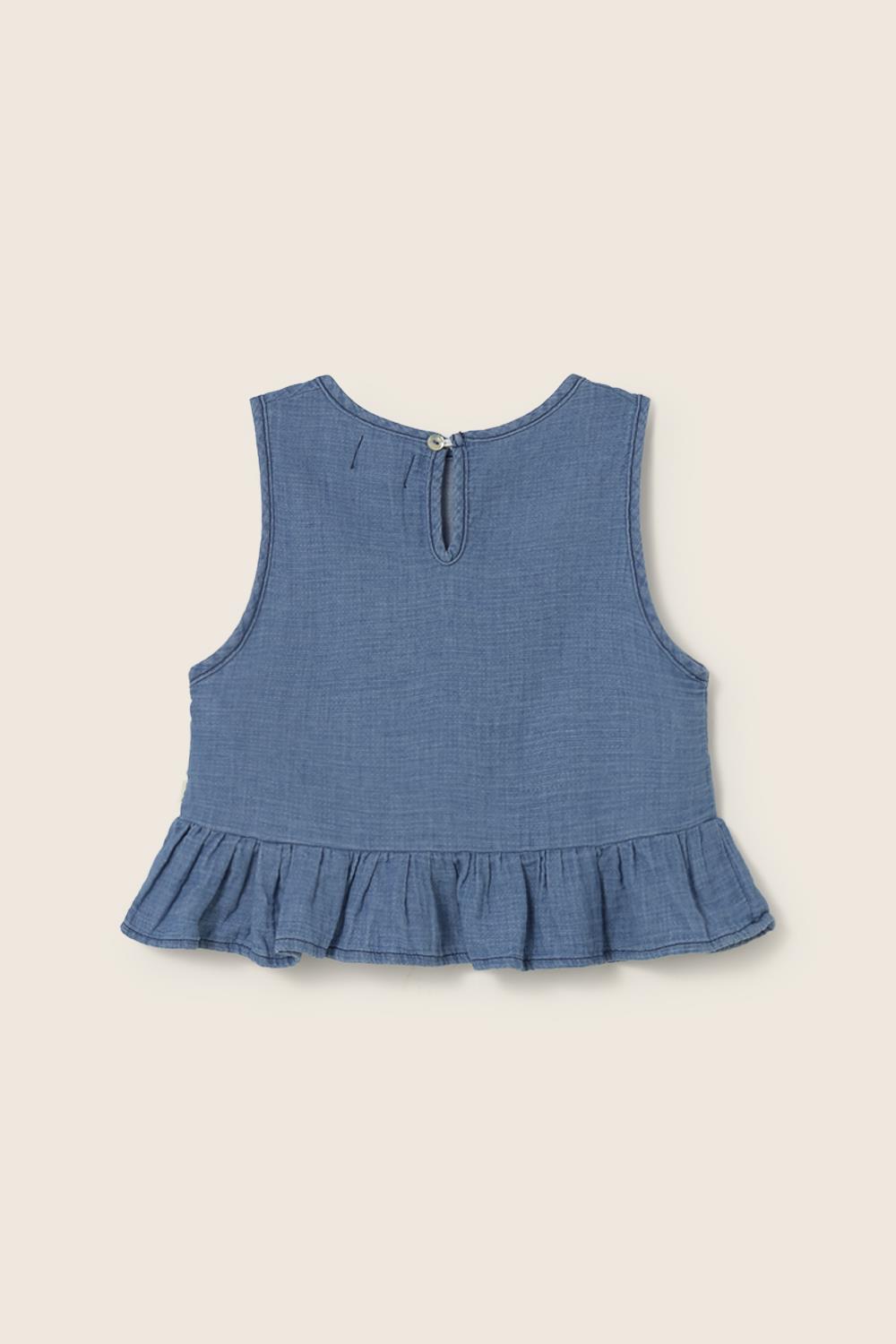 Cozmo Blair Oberteil Blue Denim gauze cotton – Bild 4