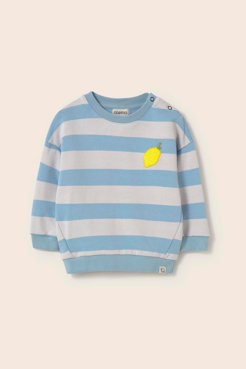 Cozmo Kelly Sweatshirt Blue-striped cotton fleece
