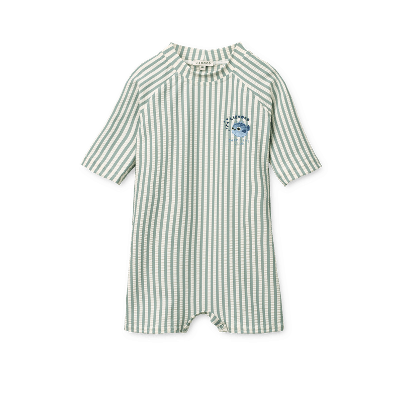 Liewood Thor Seezucker Baby-Schwimmanzug Peppermint / Sandy