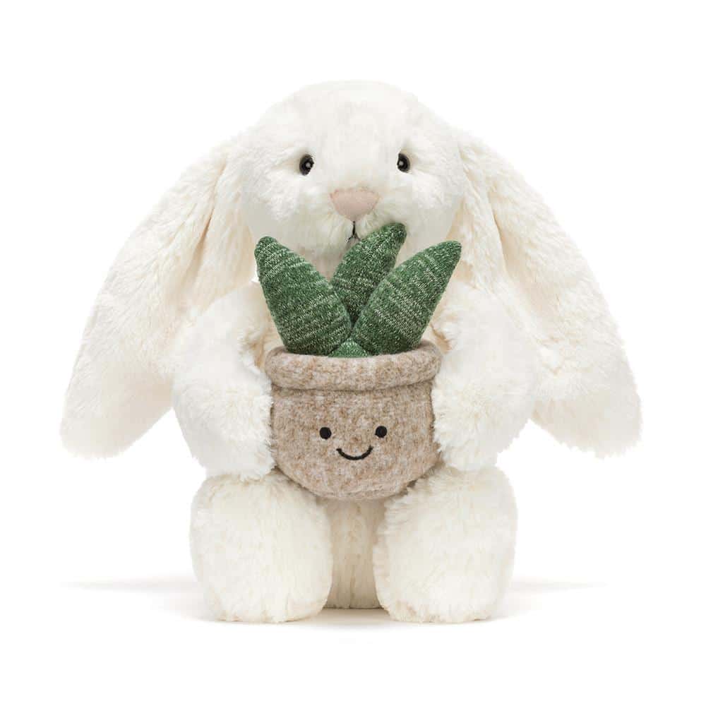 Jellycat Cremefarbenes Häschen mit Pflanze