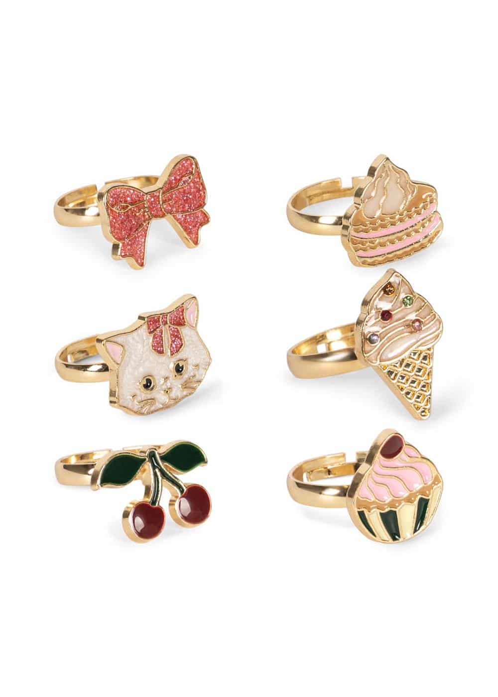 Konges SLØJD Kitty 6er Pack Sweets Ring Set Gold – Bild 2