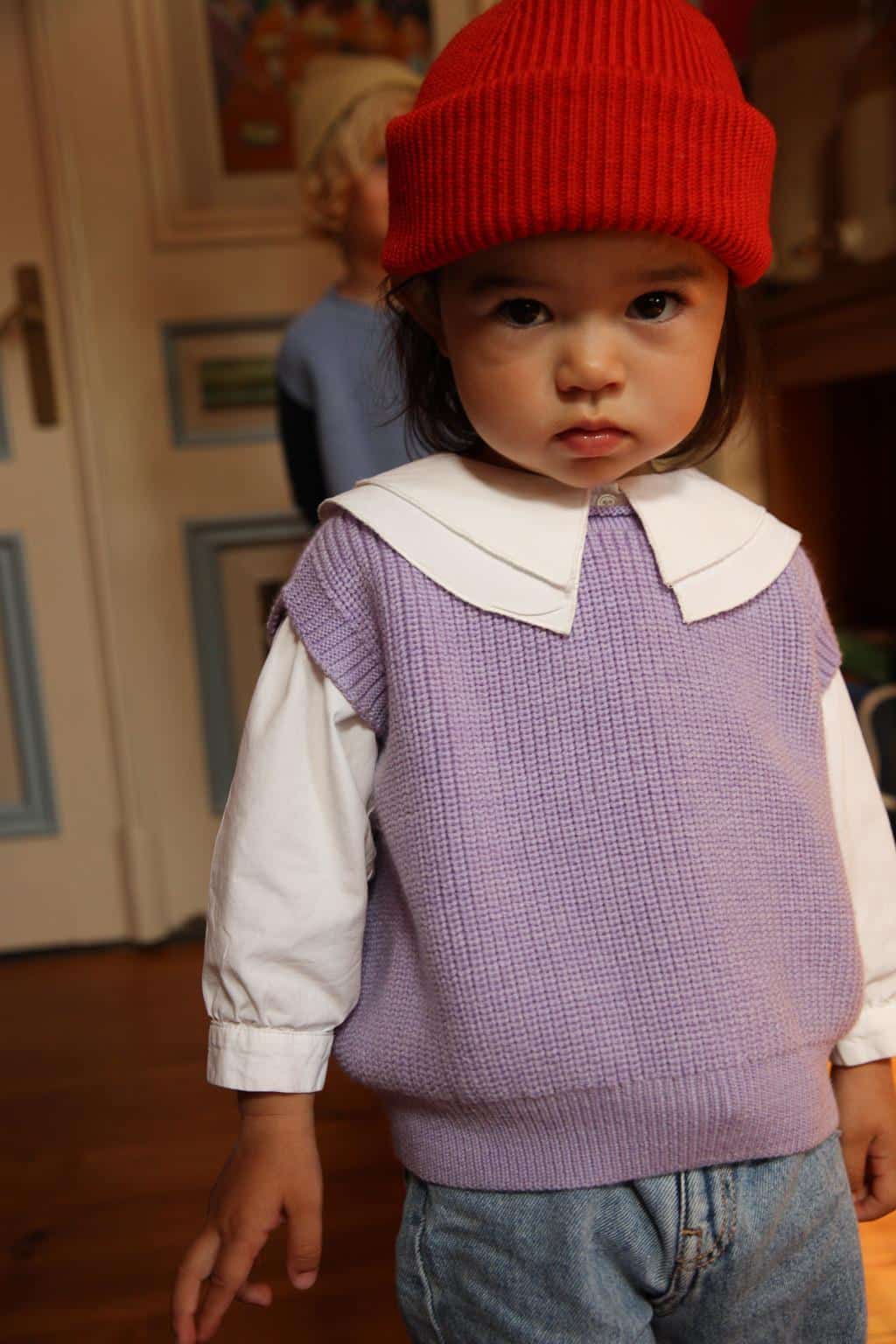 Hvid Harvey Kids Strickveste Lilac – Bild 4