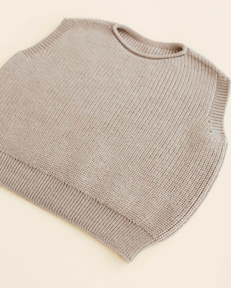 Hvid Harvey Kids Strickveste Sand – Bild 3